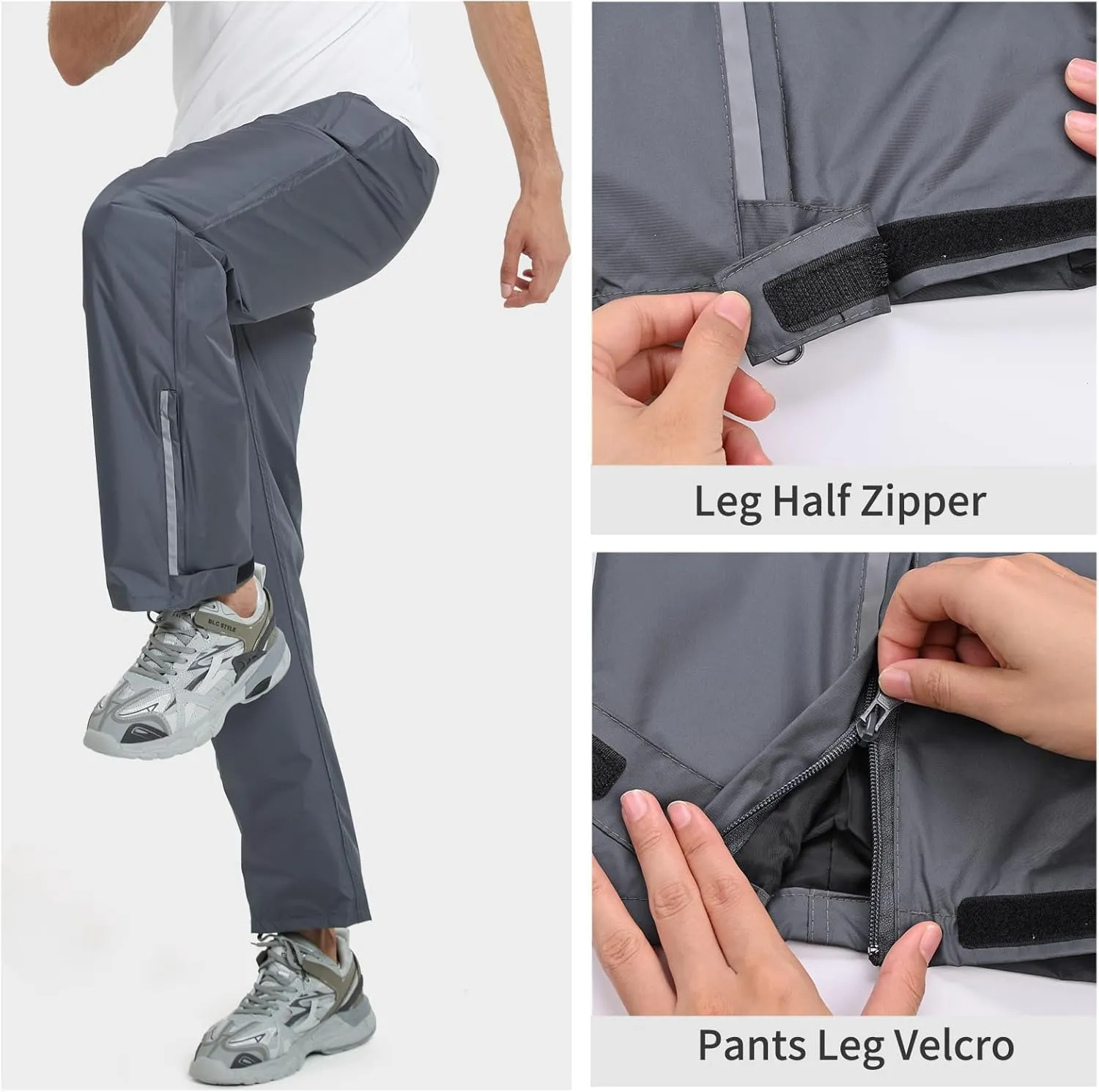 OURCAN Men's Rain Pants Waterproof Windproof Pants Breathable Lightweight Suitable for Rainy Outdoors, Hiking, Golf, Fishing