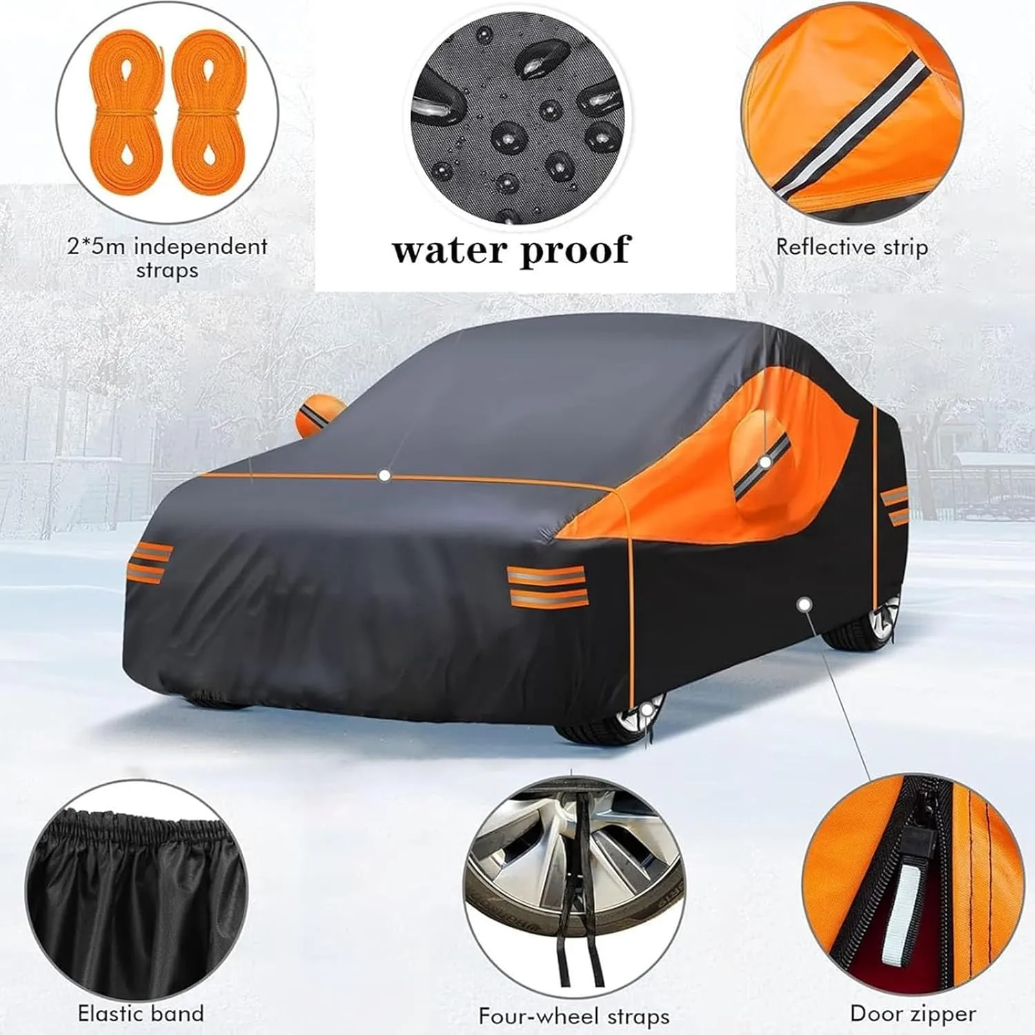 Outdoor Car Cover Compatible with Daewoo Nexia Hatchback 1995-1997 Waterproof All Weather Breathable Large Car Cover,with Zipper,Custom Full Car Covers,Suitable for All Seasons(17)