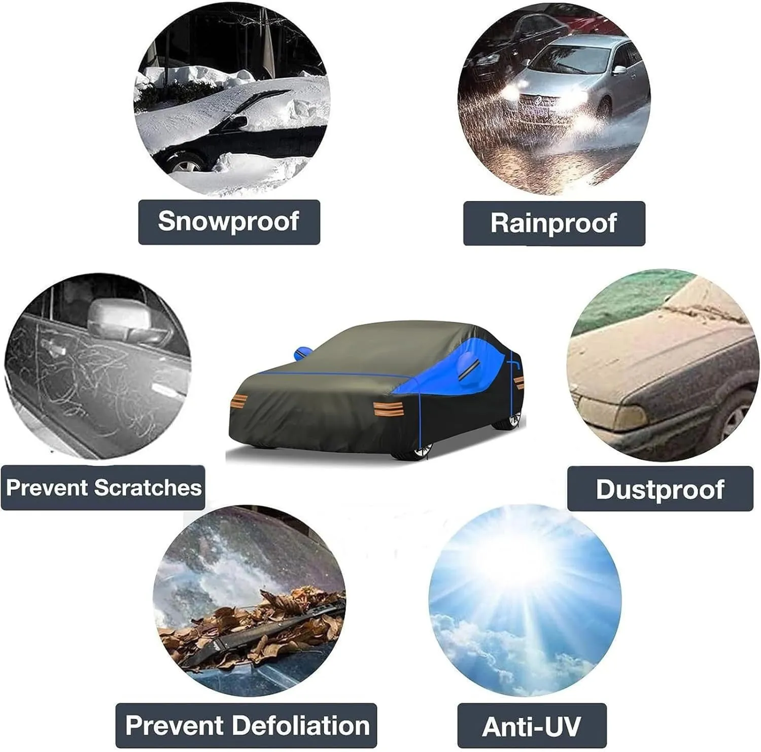 Outdoor Car Cover Compatible with Daewoo Nexia Hatchback 1995-1997 Waterproof All Weather Breathable Large Car Cover,with Zipper,Custom Full Car Covers,Suitable for All Seasons(17)
