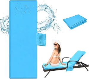 Outdoor Chaise Lounge Cushion Covers Only (Not Includes Cushion), 72x21x3 Inch Patio Cushion Slipcovers Waterproof Anti-Slip Lounge Chair Replacement Cover with Zipper Ties for Patio Pool (Blue)