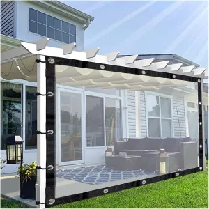 Outdoor Pergola Curtains Waterproof Transparent Tarpaulin Weatherproof Canopy Side Wall, for Garden, Patio, Tent Side Curtains (Color : Clear, Size : 1.8x3m/5.9x9.84ft)