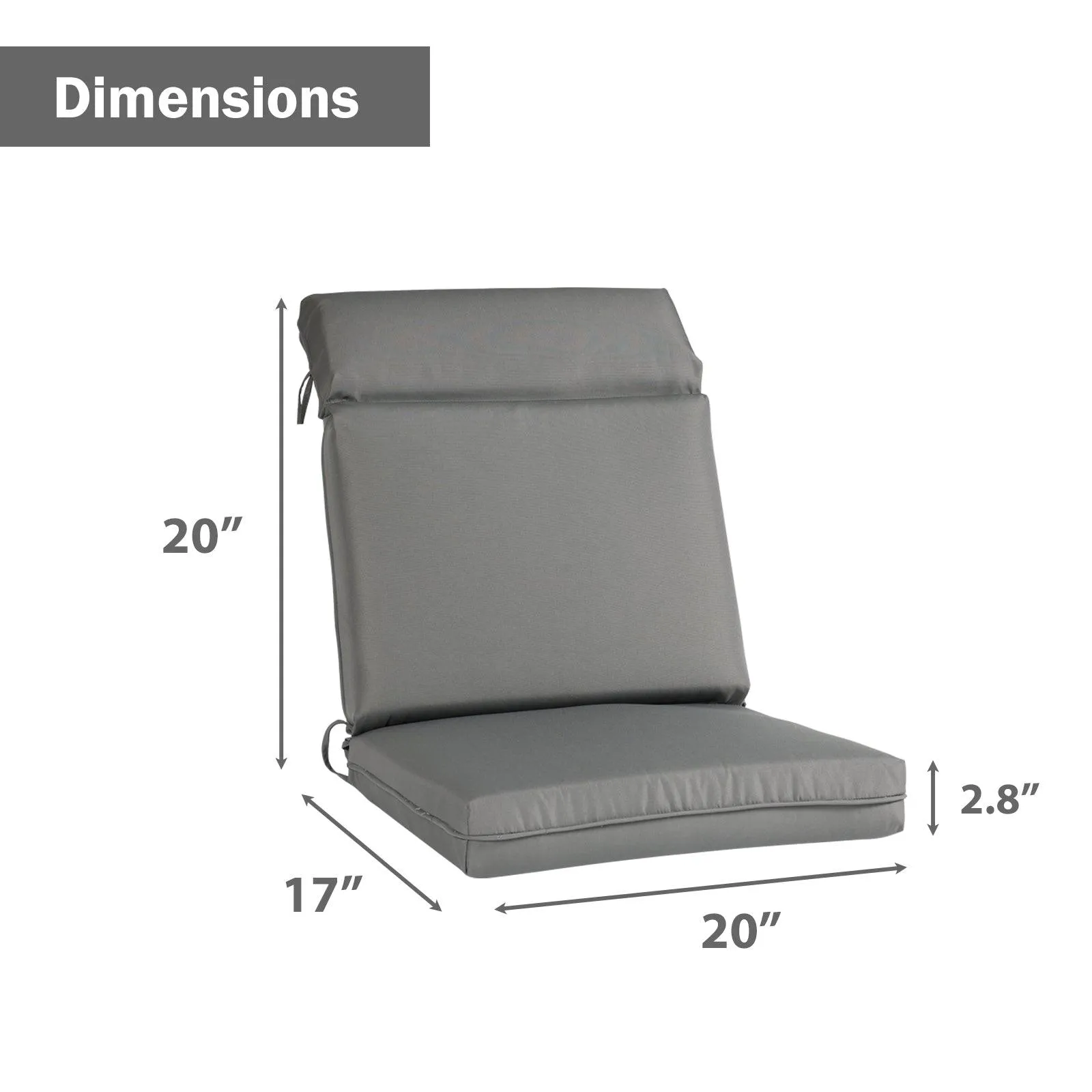 Outdoor Polyester High Back Dining Chair Cushion Set - Gray