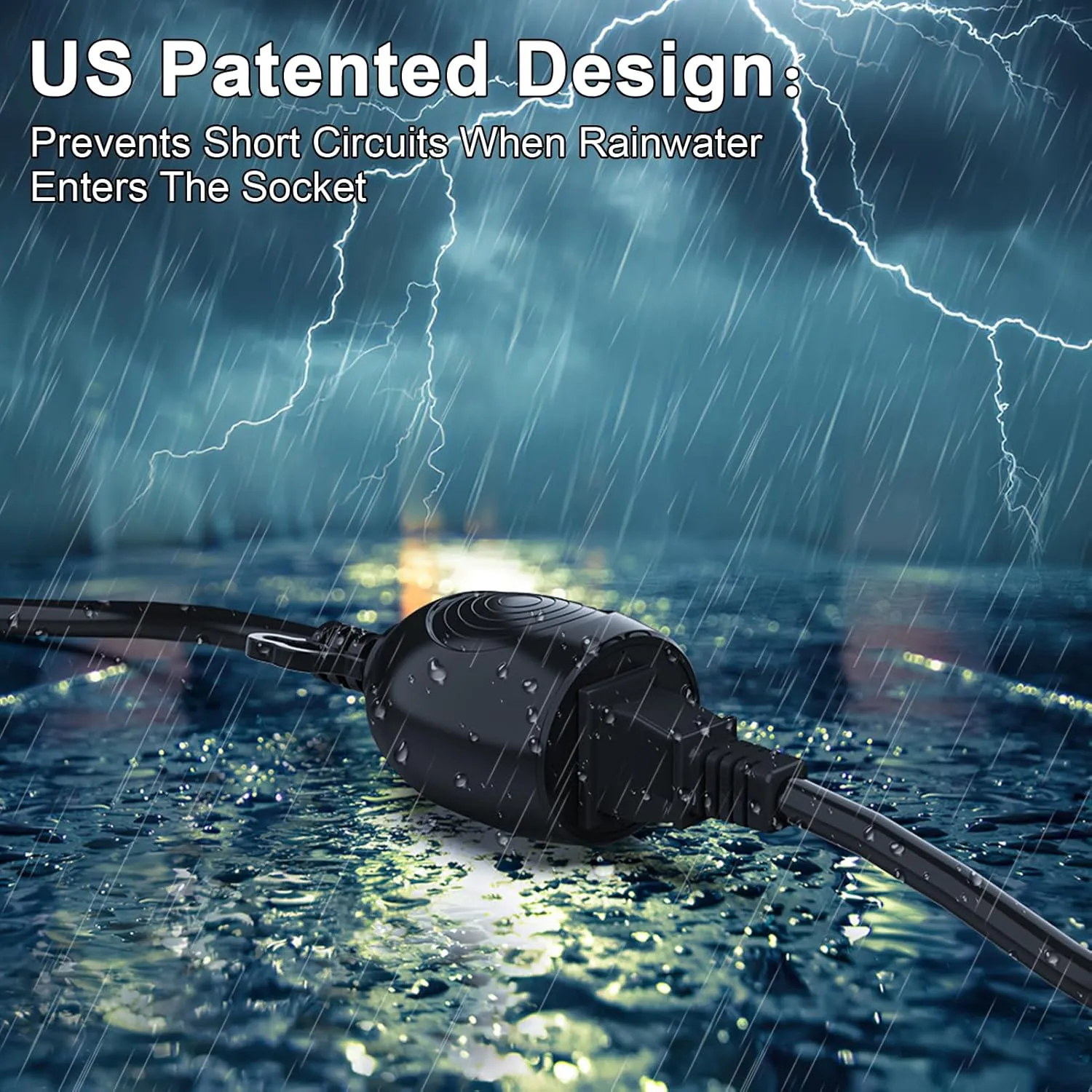 Outdoor Power Extension Cord,50 Ft,IPX6 Waterproof, Cold Weather & Fireproof, Heavy Duty 3 Prong Cable,18AWG 125V 10A,FCC/ETL Certified for Outdoor/Indoor Use