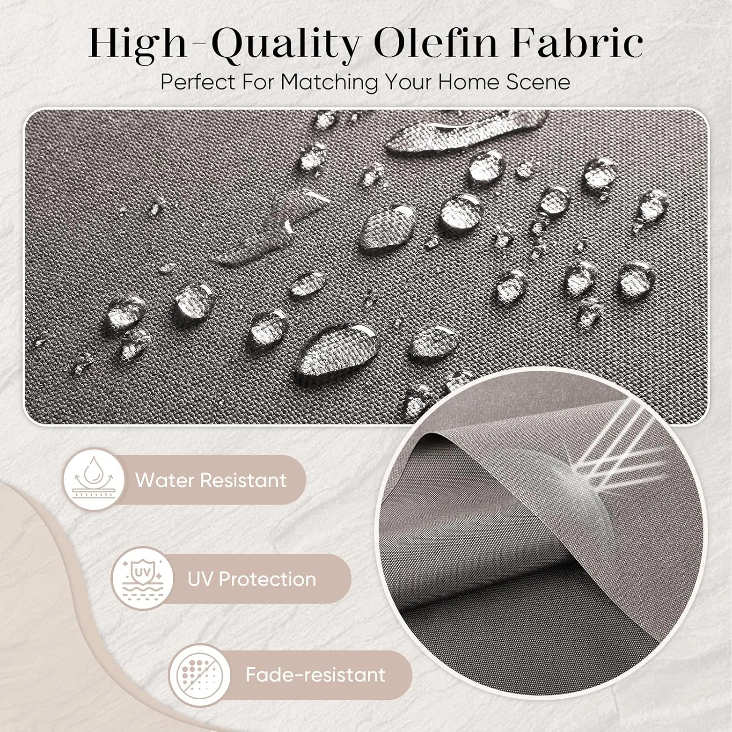 Outdoor Seat Cushion Set-24 x 24 x 6 Inch Outdoor Chair Cushions with Water Resistant & Removable Cover Outdoor Cushions for Patio Furniture Chair Sofa Couch-Grey