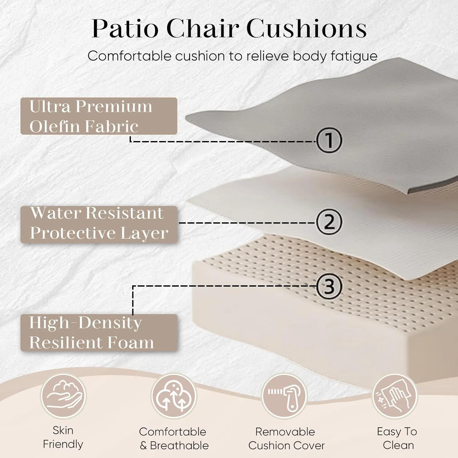Outdoor Seat Cushion Set-24 x 24 x 6 Inch Outdoor Chair Cushions with Water Resistant & Removable Cover Outdoor Cushions for Patio Furniture Chair Sofa Couch-Grey