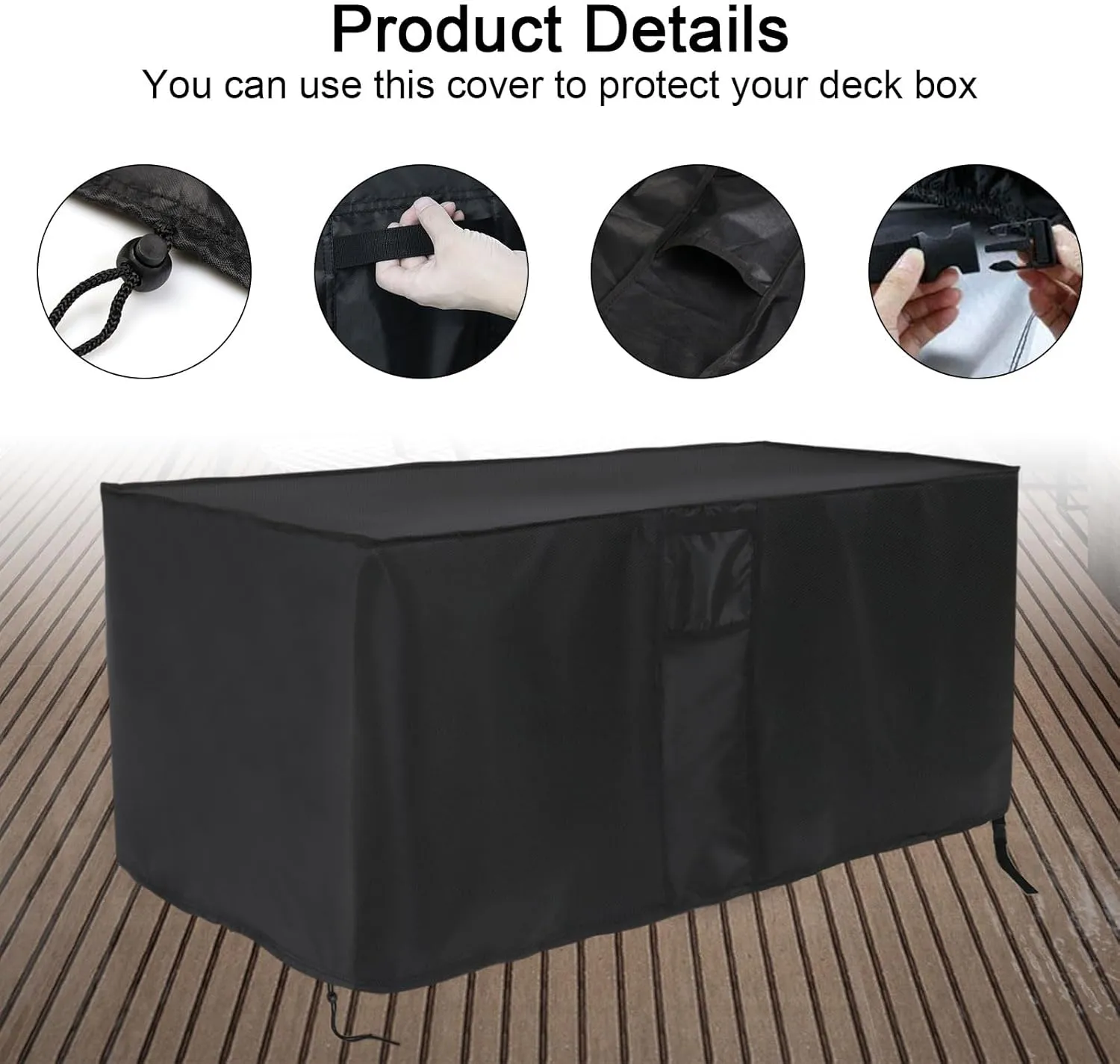 Outdoor Storage Box Cover for Keter Denali 200 Gallon Resin Large Deck Box,Waterproof Patio Storage Box Cover - 60 x 29 x 36 Inch