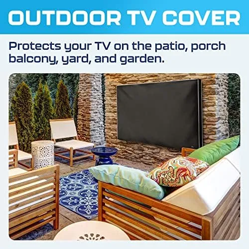 Outdoor TV Cover 75 Inch - Weatherproof & Waterproof Outdoor TV Enclosure for External TV - Black