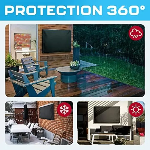 Outdoor TV Cover 75 Inch - Weatherproof & Waterproof Outdoor TV Enclosure for External TV - Black