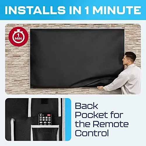 Outdoor TV Cover 75 Inch - Weatherproof & Waterproof Outdoor TV Enclosure for External TV - Black