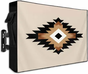 Outdoor TV Cover for 48-50 Inch Flat Screen,Bohemian Vintage Ethnic Pattern Waterproof Weatherproof Television Enclosure with Zipper & Pocket Abstract Tribal Geometric Art TV Display Protectors