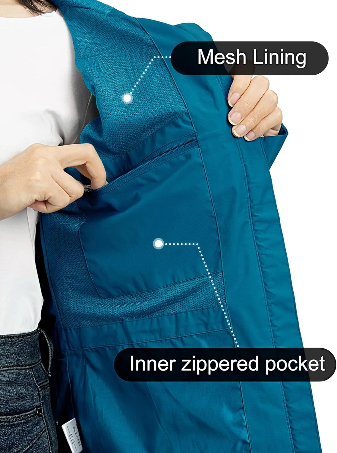 Outdoor Ventures Packable Rain Jacket Women Lightweight Waterproof Raincoat with Hood Cycling Bike Jacket