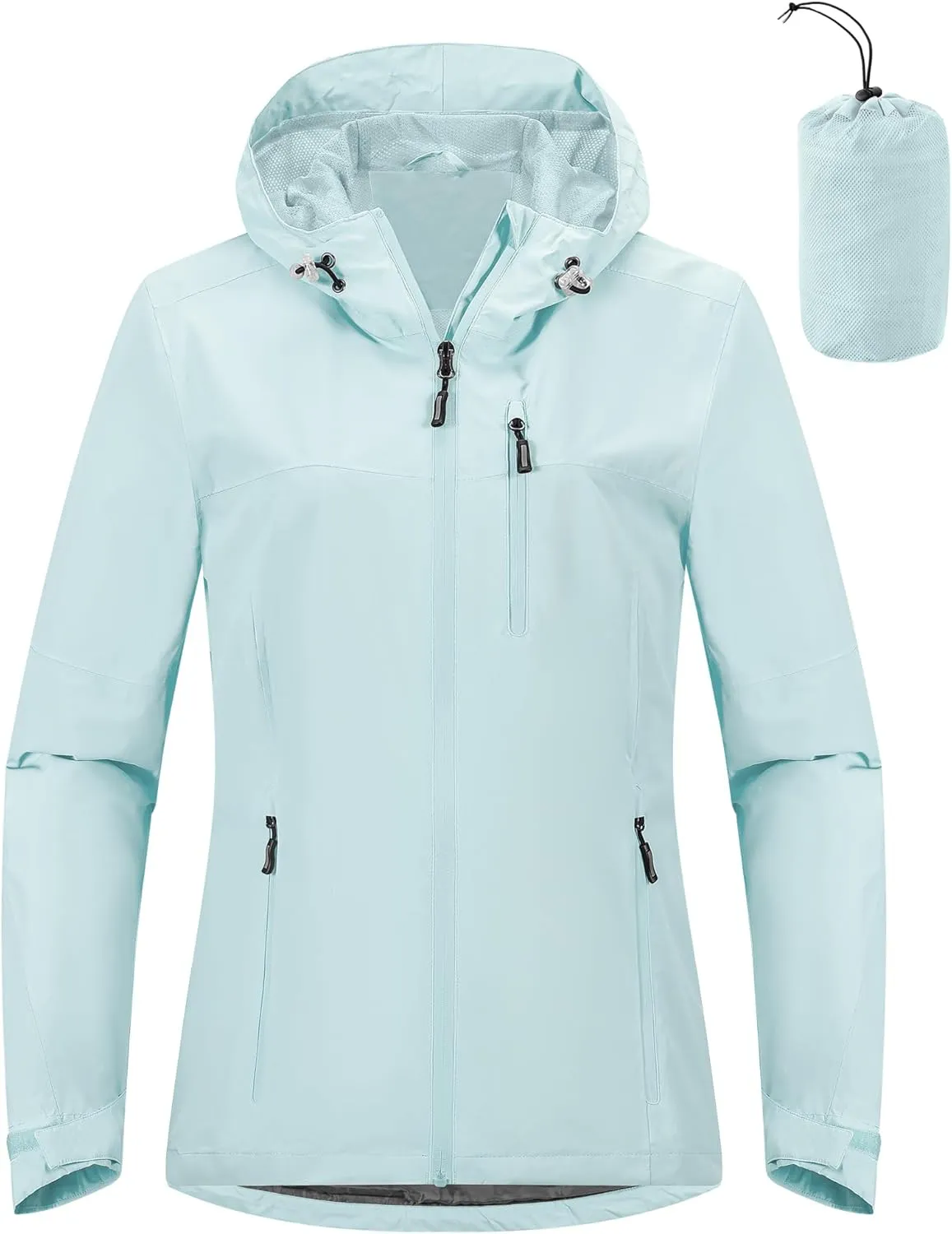 Outdoor Ventures Packable Rain Jacket Women Lightweight Waterproof Raincoat with Hood Cycling Bike Jacket