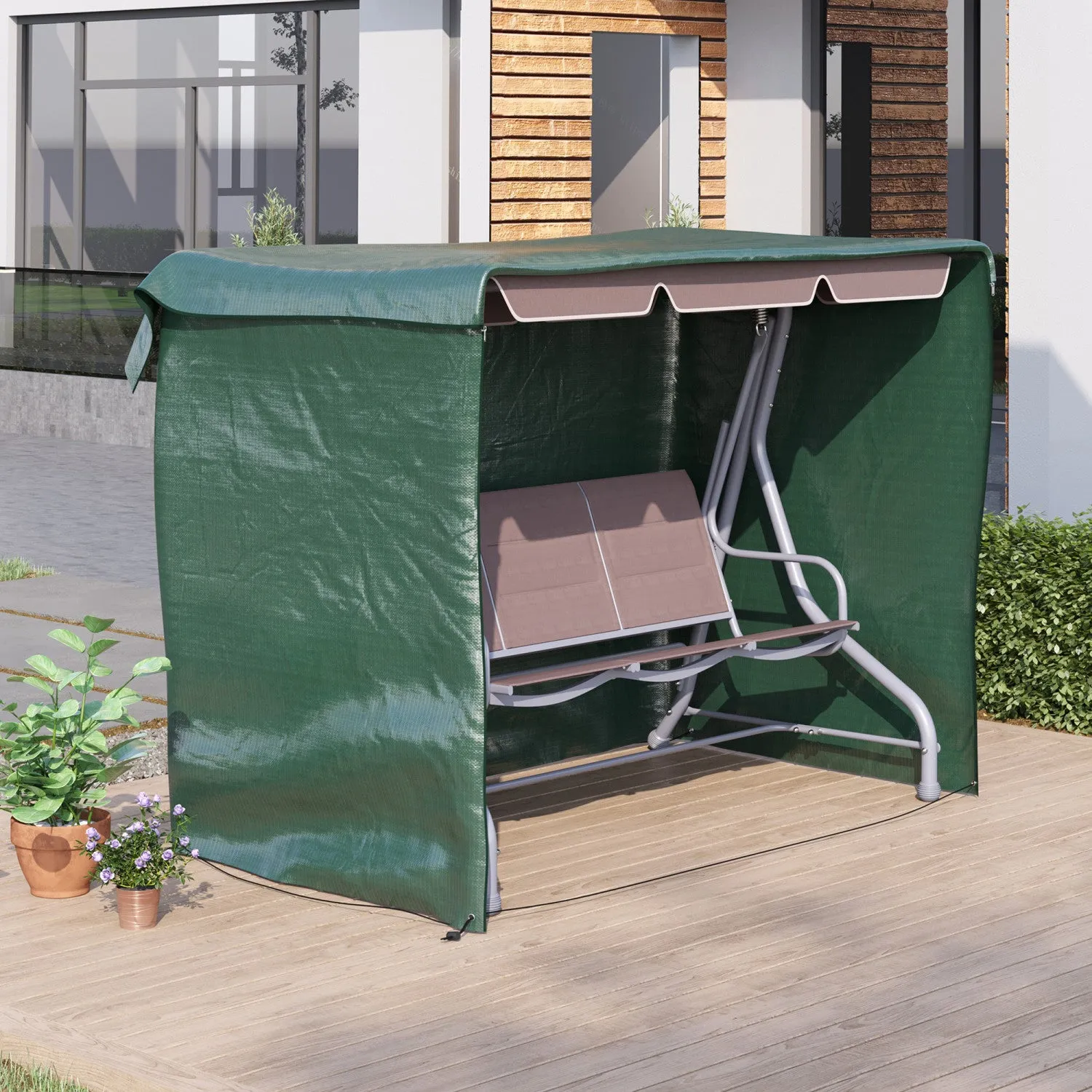Outsunny 3-seater Patio Swing Cover, Outdoor Garden Furniture Protection Hammock Glider Cover, Water|Outsunny 7' L X 5' L X 5' H Grande Housse De Patio Protecteur De Meubles De Jardin D'exterieur Pour