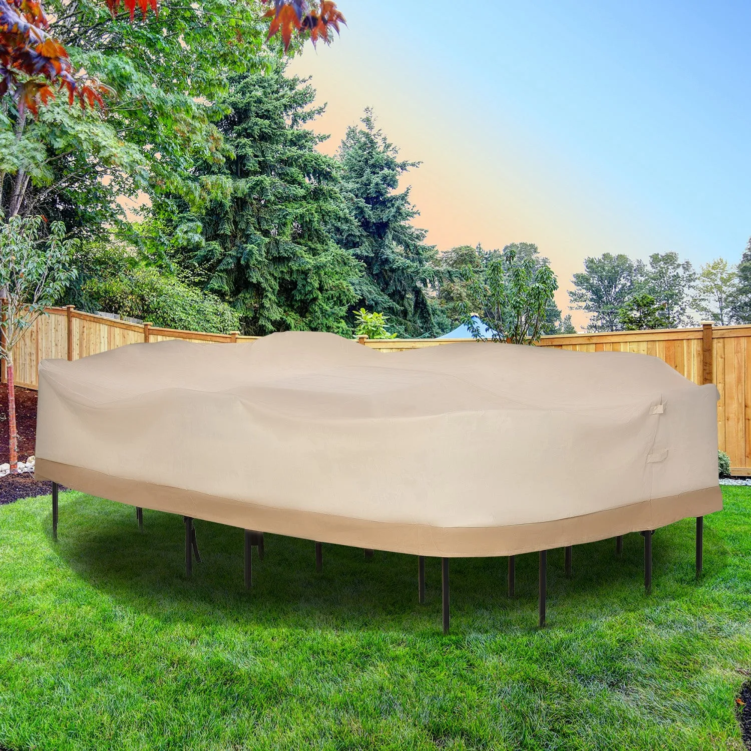 Outsunny Oval Patio Table And Chair Set Cover, Beige/coffee Sofa Set
