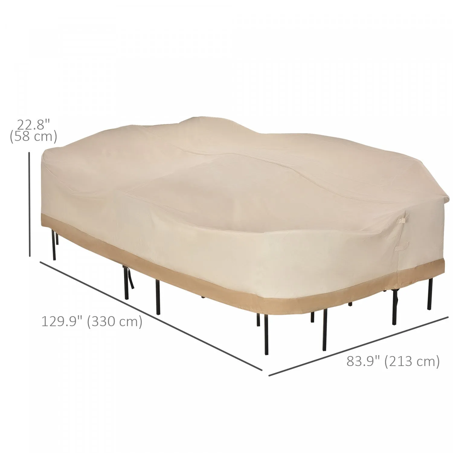 Outsunny Oval Patio Table And Chair Set Cover, Beige/coffee Sofa Set