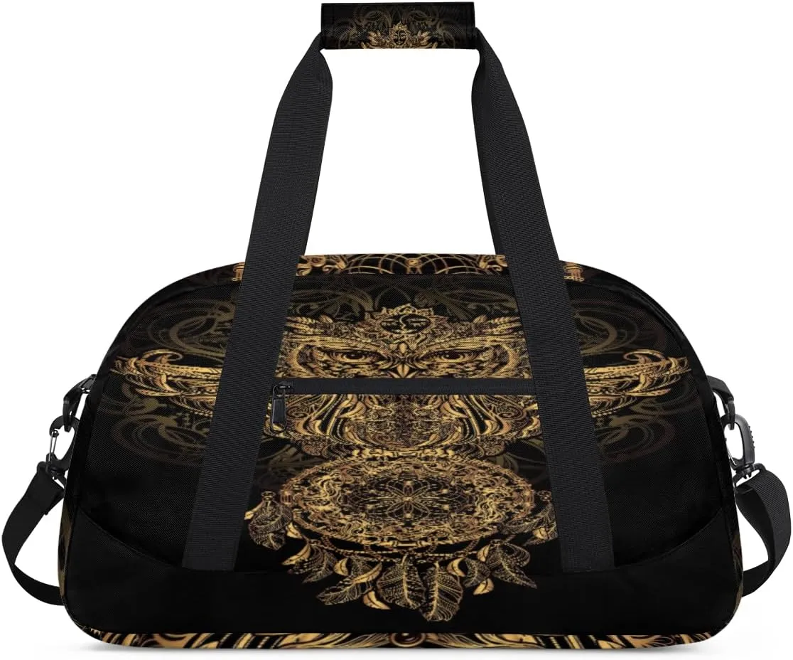 Owl Dream Catcher Gym Duffel Bag for Men Women Ethnic Style Sports Tote Bag with Adjustable Shoulder Strap for Dance Gymnastics Traveling Outdoor Camping Overnight Stay