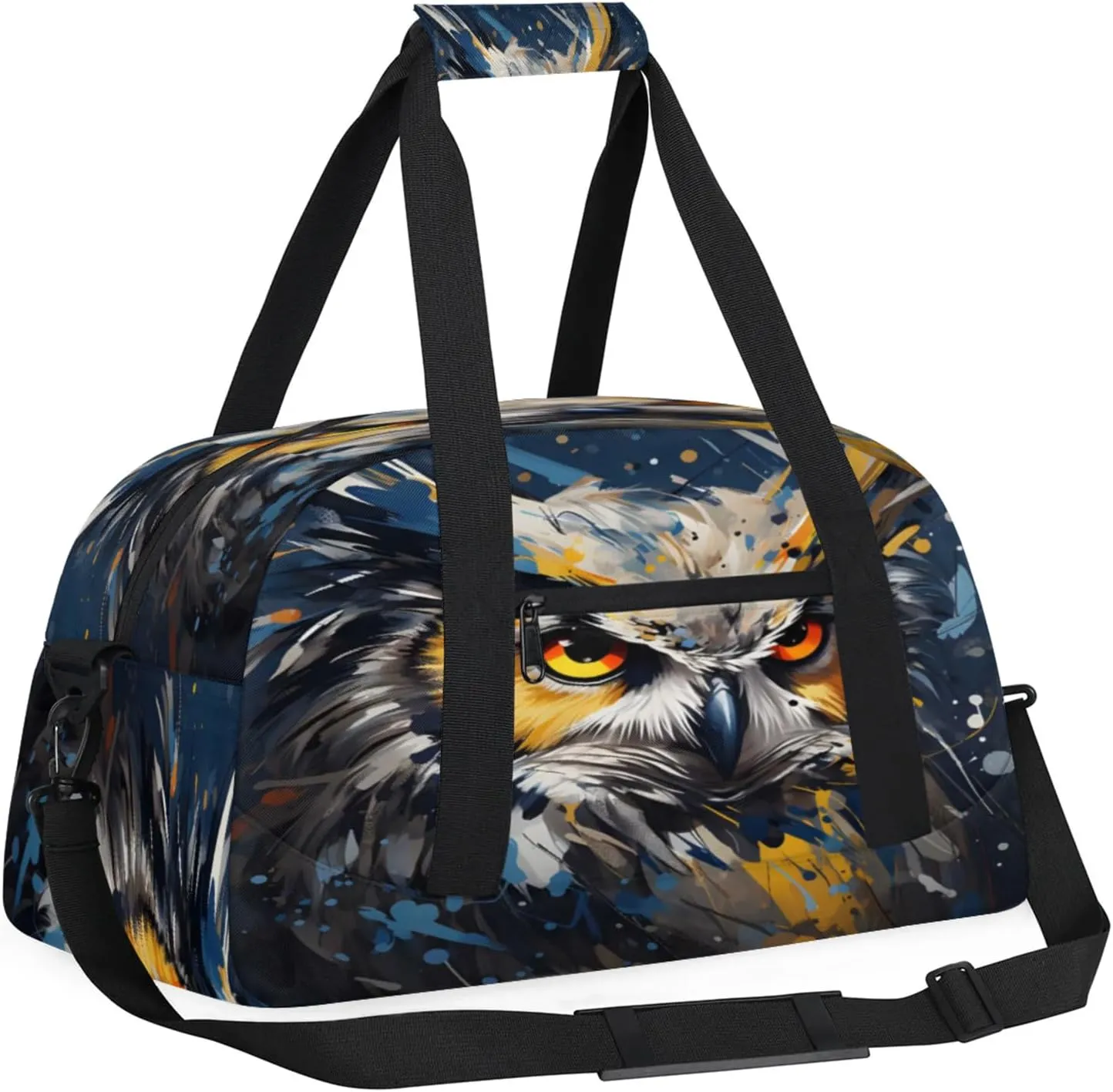 Owl Print Small Gym Bag 18 inch Carry On Duffel Bag for Weekender Travel Sports Workout Yoga Gymnastics Dance Ballet