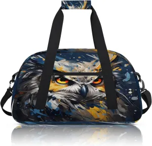 Owl Print Small Gym Bag 18 inch Carry On Duffel Bag for Weekender Travel Sports Workout Yoga Gymnastics Dance Ballet