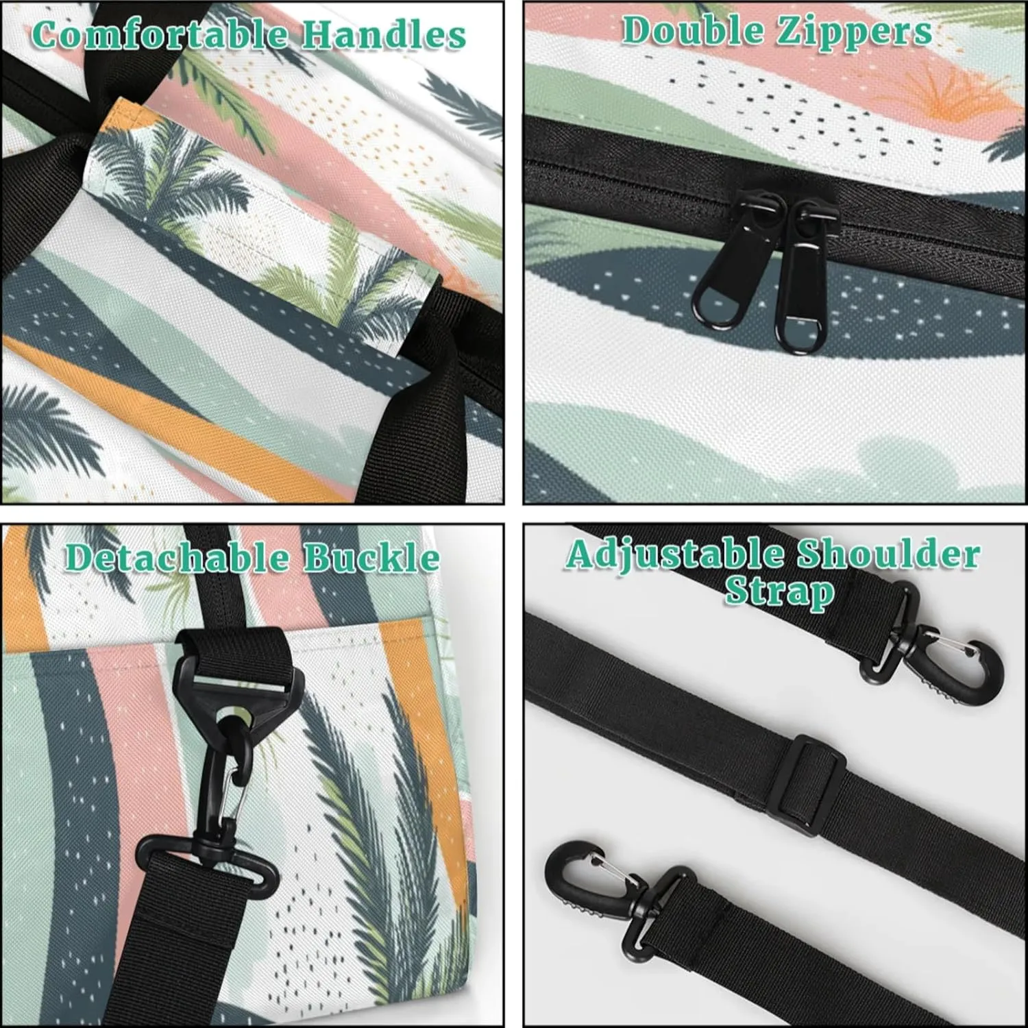 Palm Small Gym Bag for Women Men, Tropical Plants Coconut Tree Travel Duffle Bag Workout Dance Tote Bag Carry On Overnight Weekender Bag