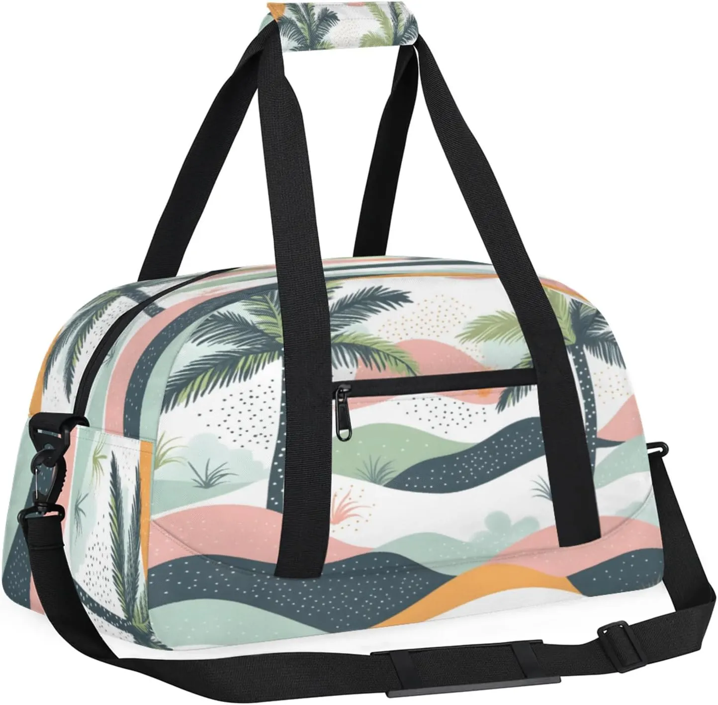 Palm Small Gym Bag for Women Men, Tropical Plants Coconut Tree Travel Duffle Bag Workout Dance Tote Bag Carry On Overnight Weekender Bag