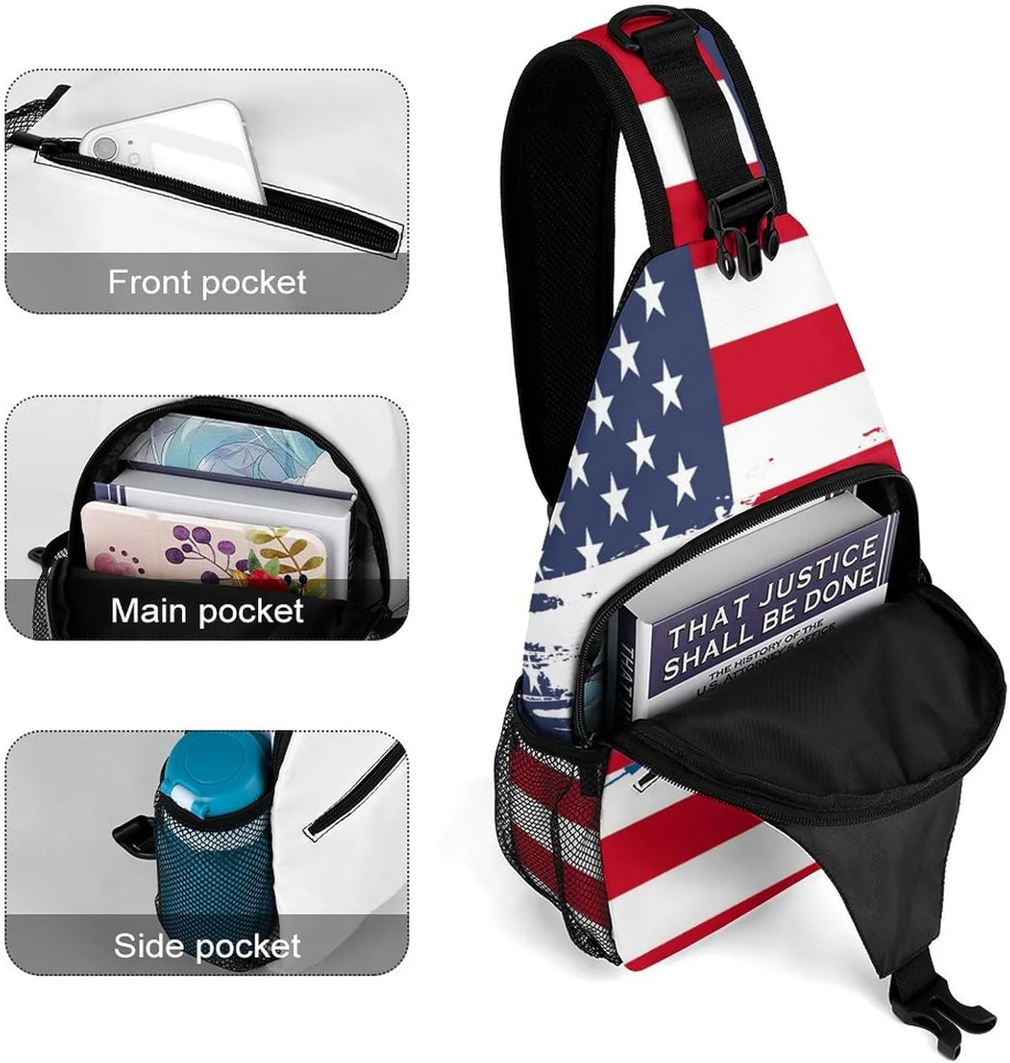 Panama Flag Hand Drawn Sling Bag Crossbody Chest Bag Shoulder Bag For Travel Hiking Cycling Camping