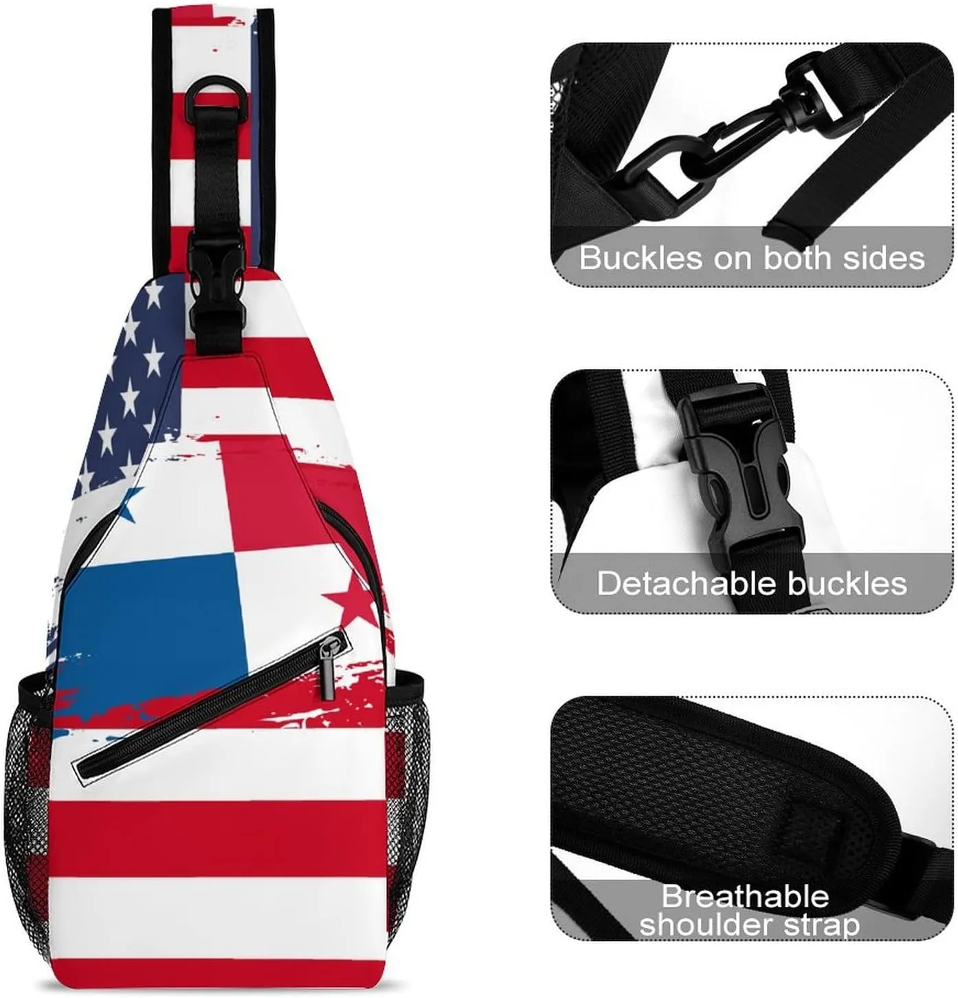 Panama Flag Hand Drawn Sling Bag Crossbody Chest Bag Shoulder Bag For Travel Hiking Cycling Camping
