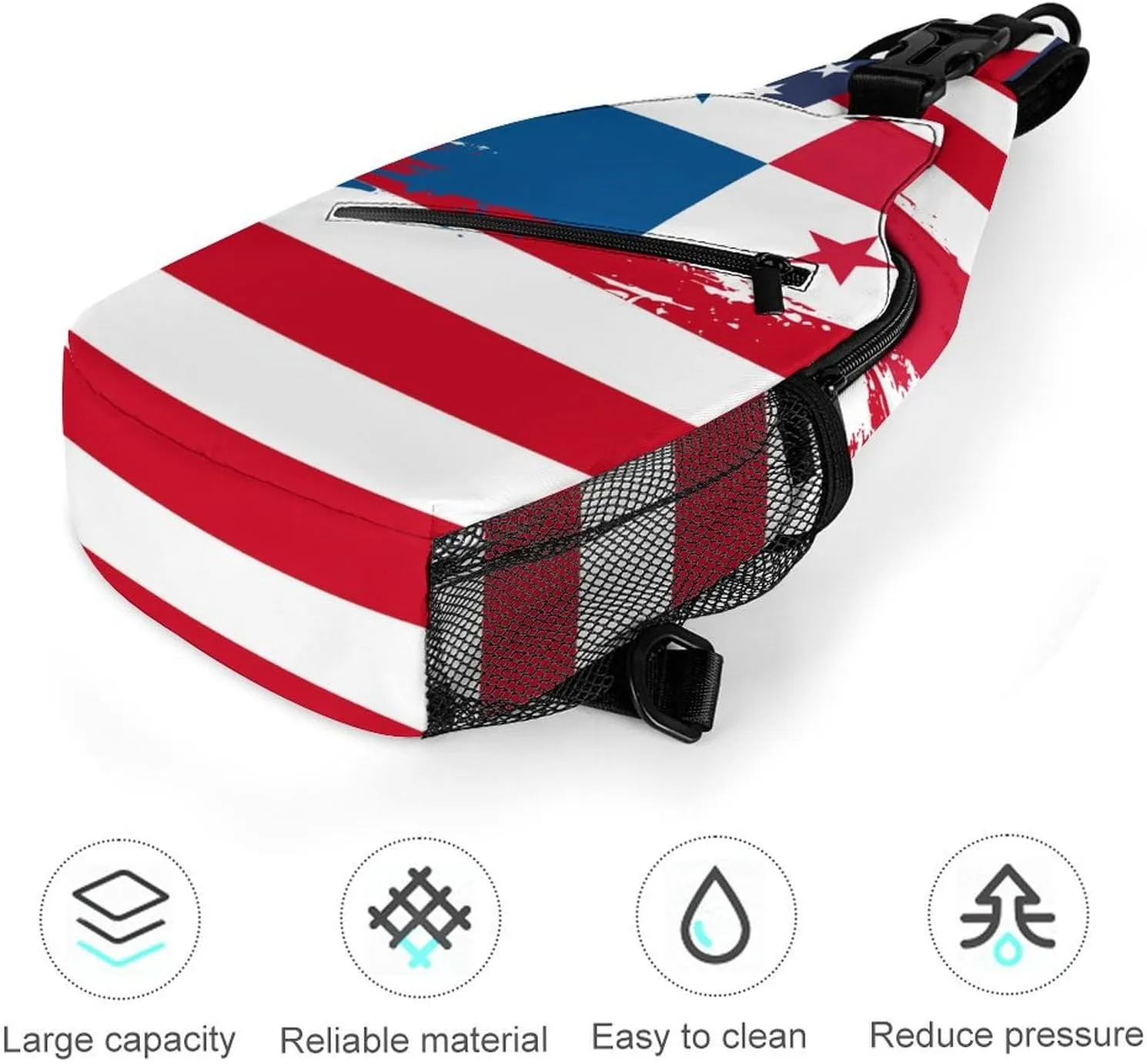 Panama Flag Hand Drawn Sling Bag Crossbody Chest Bag Shoulder Bag For Travel Hiking Cycling Camping