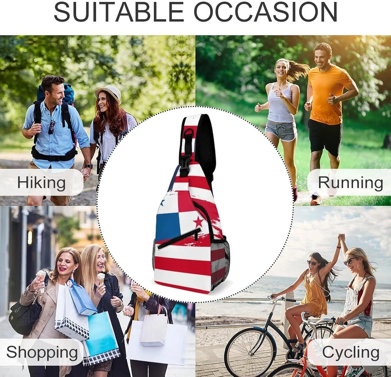 Panama Flag Hand Drawn Sling Bag Crossbody Chest Bag Shoulder Bag For Travel Hiking Cycling Camping
