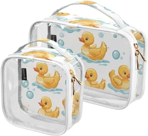 panksolu Clear Toiletry Bag with Handle Lovely Yellow Rubber Duck PVC Waterproof Makeup Bags for Women Men Traveling Clear Travel Pouch Cosmetic Bags,2 Pack