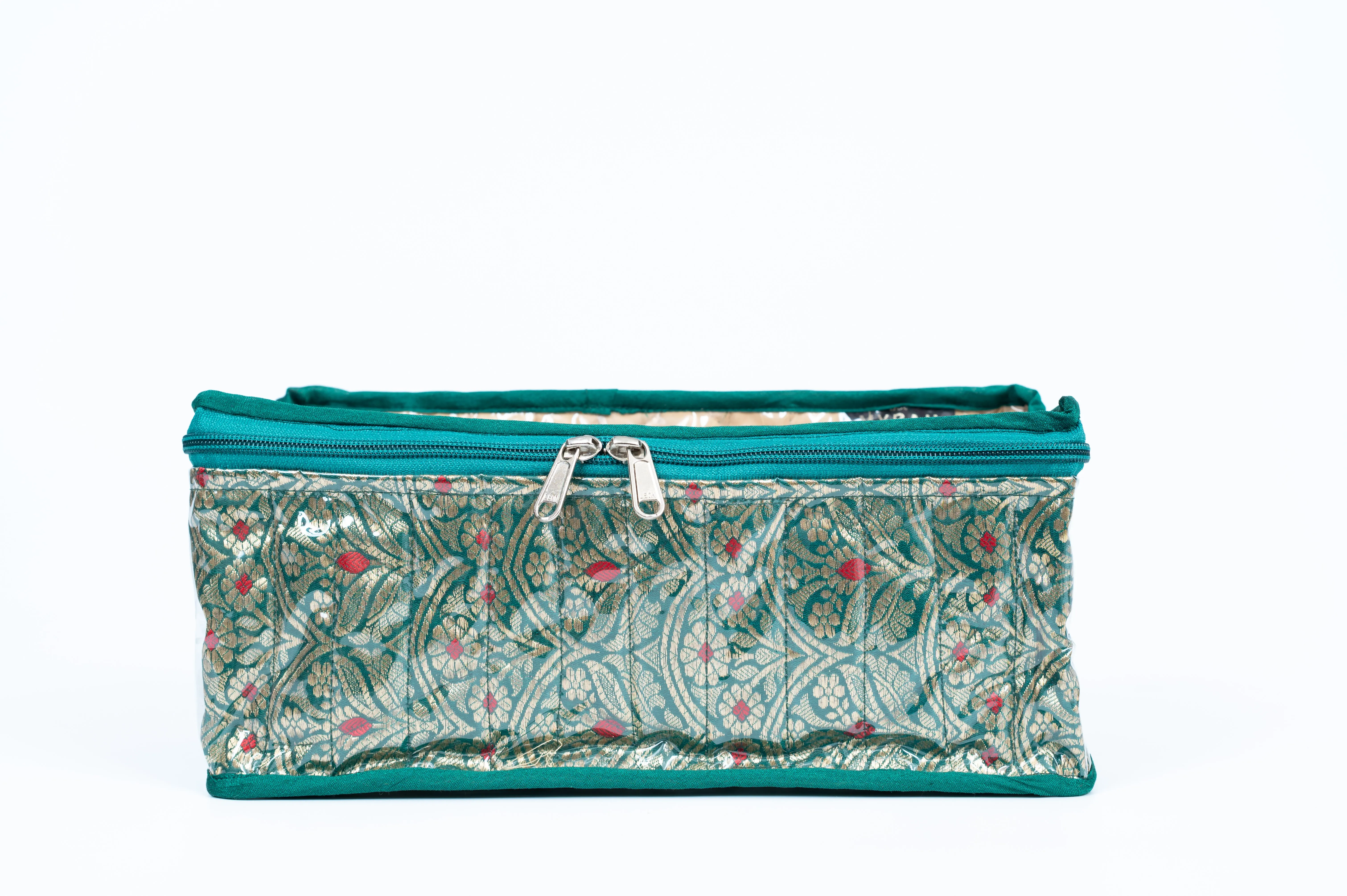 Partitioned jewellery organiser with pouches (Pink)
