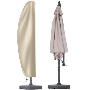 Patio Cantilever Umbrella Covers for Outdoor: Waterproof Offset Umbrella Cover Banana Style with Zipper fits 9FT to 14FT, Khaki
