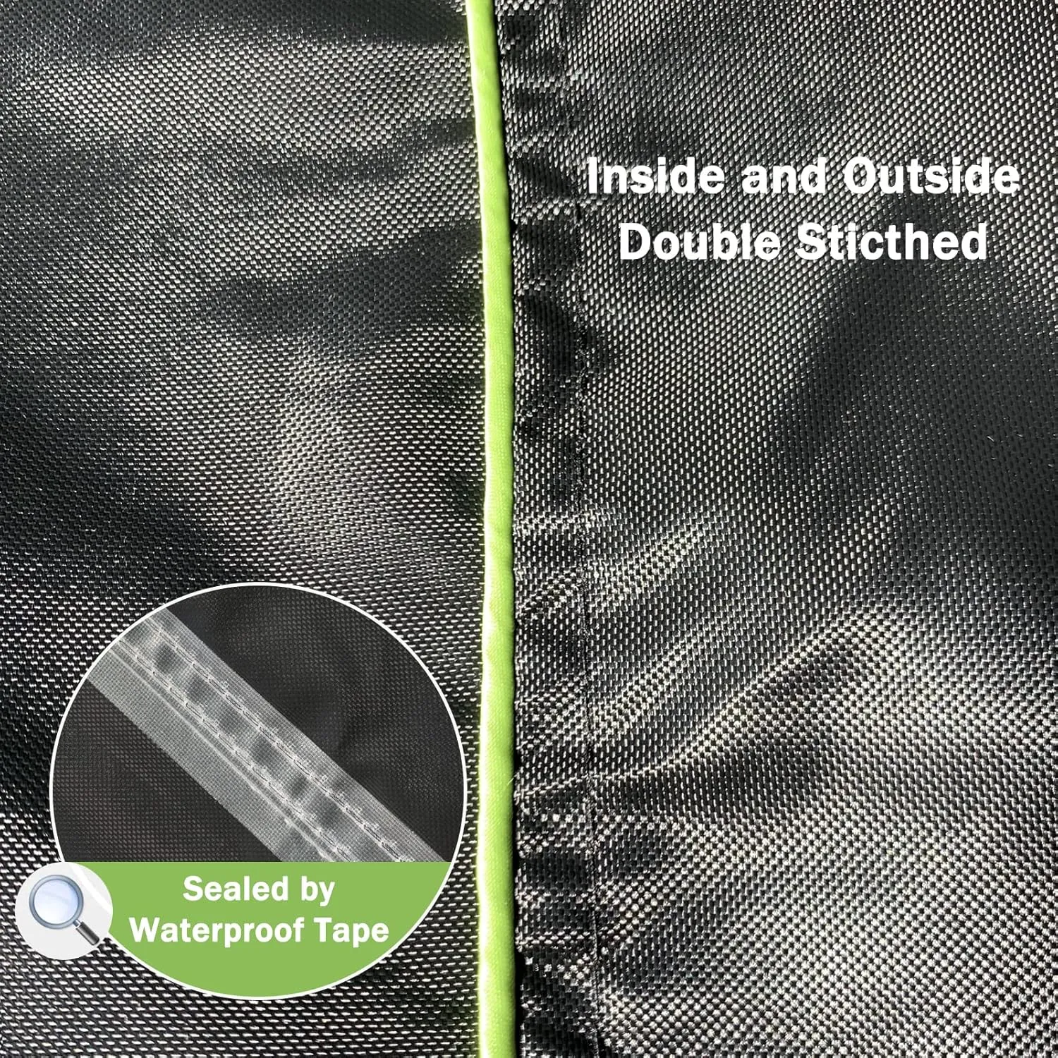Patio Furniture Covers Waterproof, Heavy Duty 600D Outdoor Furniture Covers for Outdoor Dining Table and Chair,Tear Resistance and Anti-UV, 74"L x 47"W x 28"H, Black with Green Piping