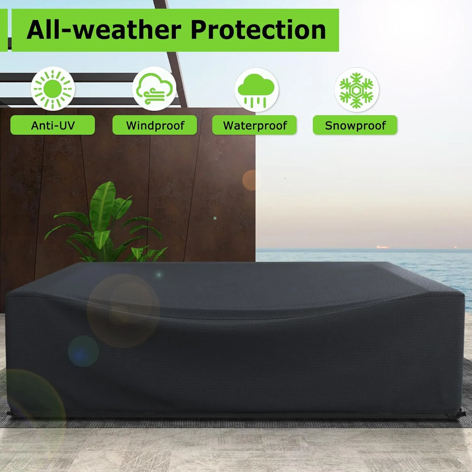 Patio Furniture Covers Waterproof, Heavy Duty 600D Outdoor Furniture Covers for Outside Sectional Sofa Set,Tear Resistance and Anti-UV, Black,48"L x 28"W x 13"H