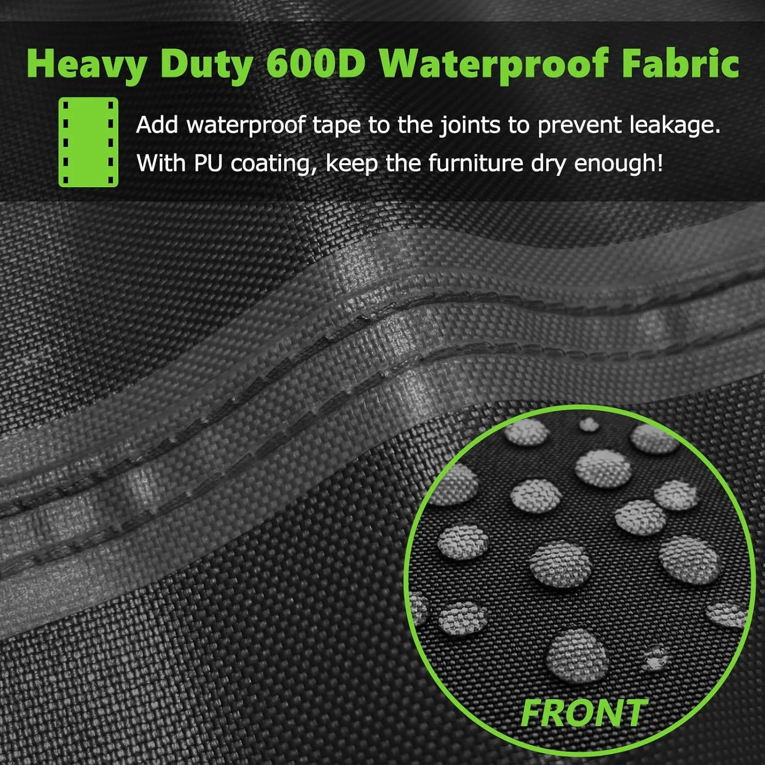 Patio Furniture Covers Waterproof, Heavy Duty 600D Outdoor Furniture Covers for Outside Sectional Sofa Set,Tear Resistance and Anti-UV, Black,48"L x 28"W x 13"H