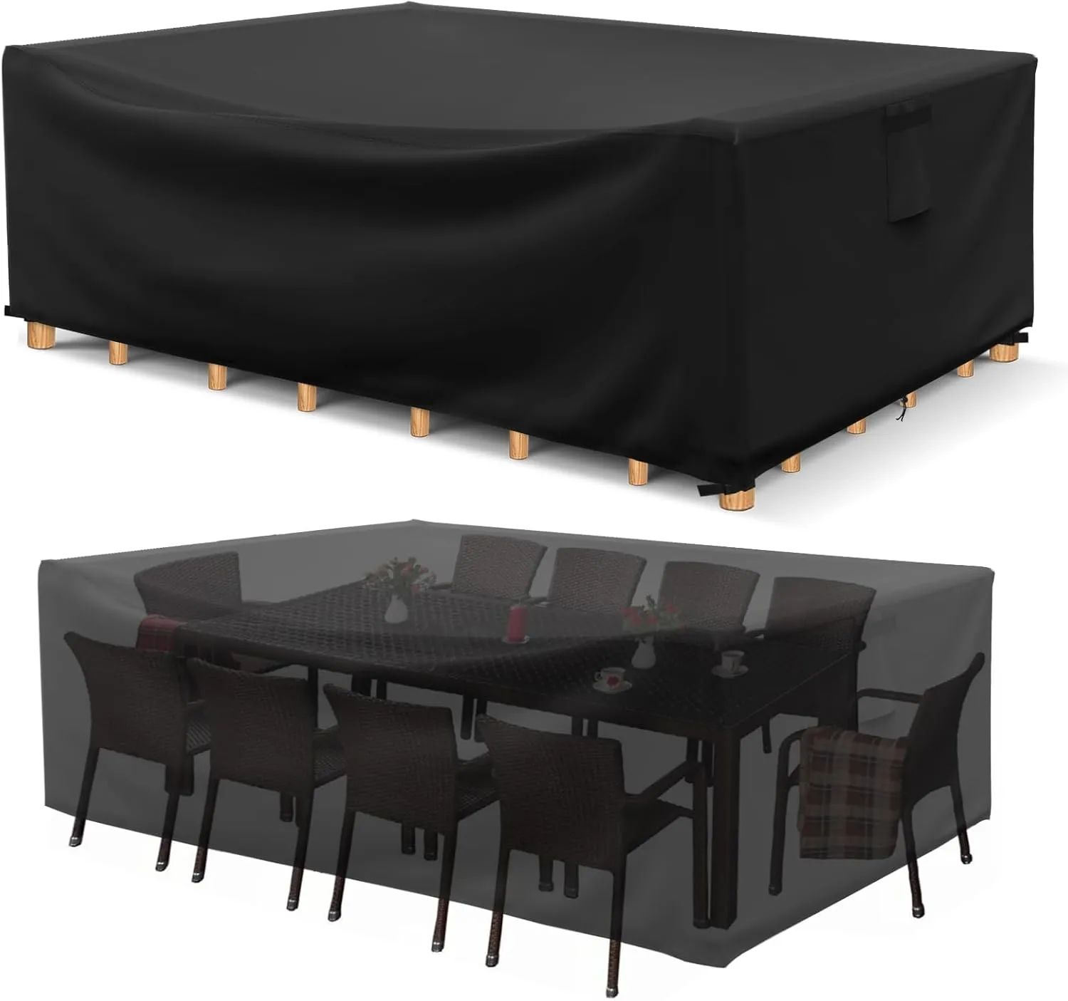 Patio Furniture Covers Waterproof, Heavy Duty 600D Outdoor Furniture Covers for Outside Sectional Sofa Set,Tear Resistance and Anti-UV, Black,48"L x 28"W x 13"H