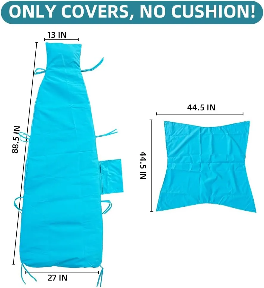 Patio Outdoor Hanging Lounge Chair Cushion Slipcovers with Umbrella Fabric, Waterproof Replacement Cover for Curved Chaise Hammock Swing Chair Pads (Cushion Excluded) Sky Blue