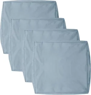 Patio Seat Cushion Covers,Washable Slip Covers Replacement,Waterproof Outdoor Furniture Chair Cushion Pillow Seat Cover for Couch,Garden,Sofa,Blue Fog,24"×22"×4"(4 Covers Only)