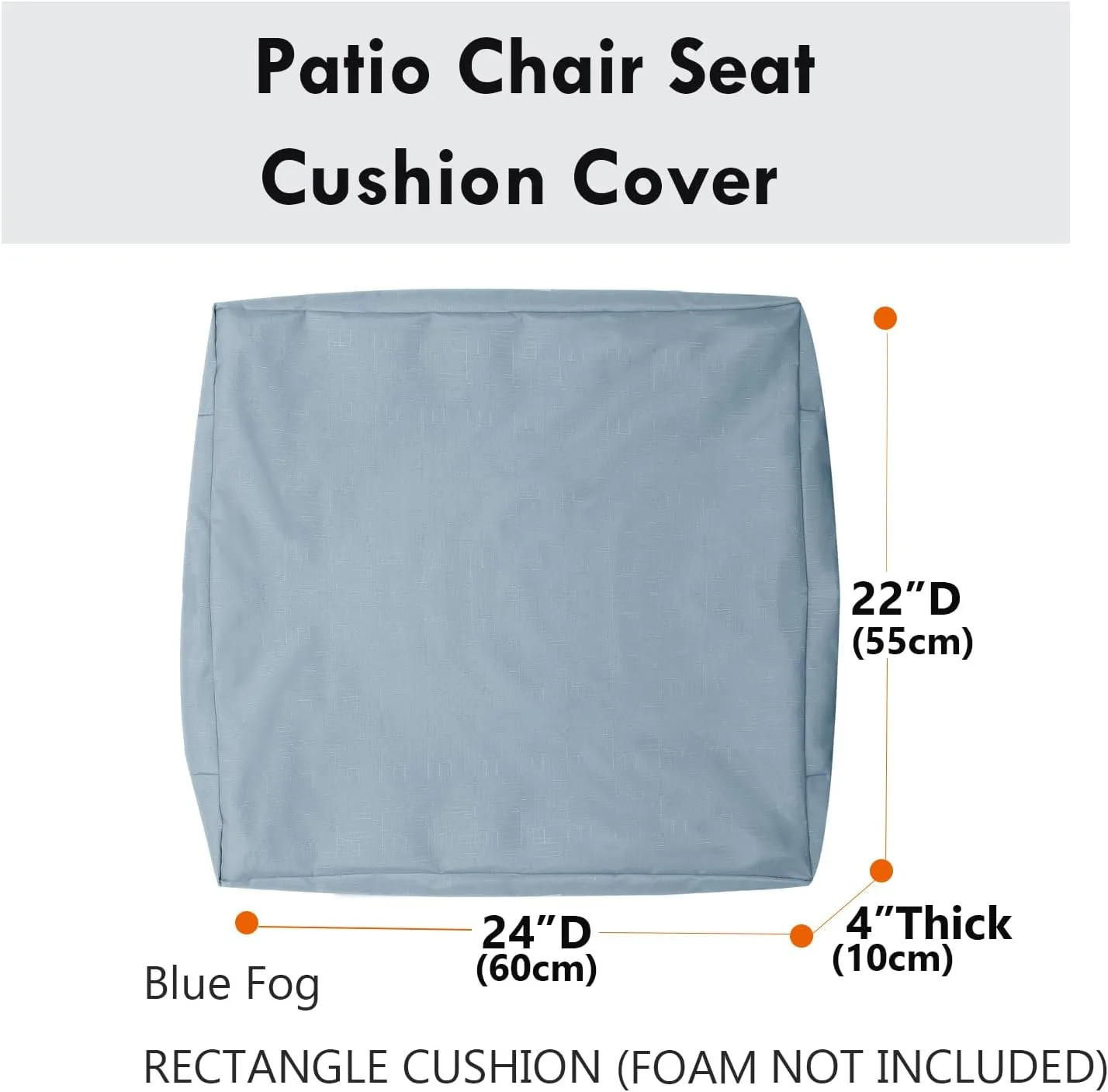 Patio Seat Cushion Covers,Washable Slip Covers Replacement,Waterproof Outdoor Furniture Chair Cushion Pillow Seat Cover for Couch,Garden,Sofa,Blue Fog,24"×22"×4"(4 Covers Only)