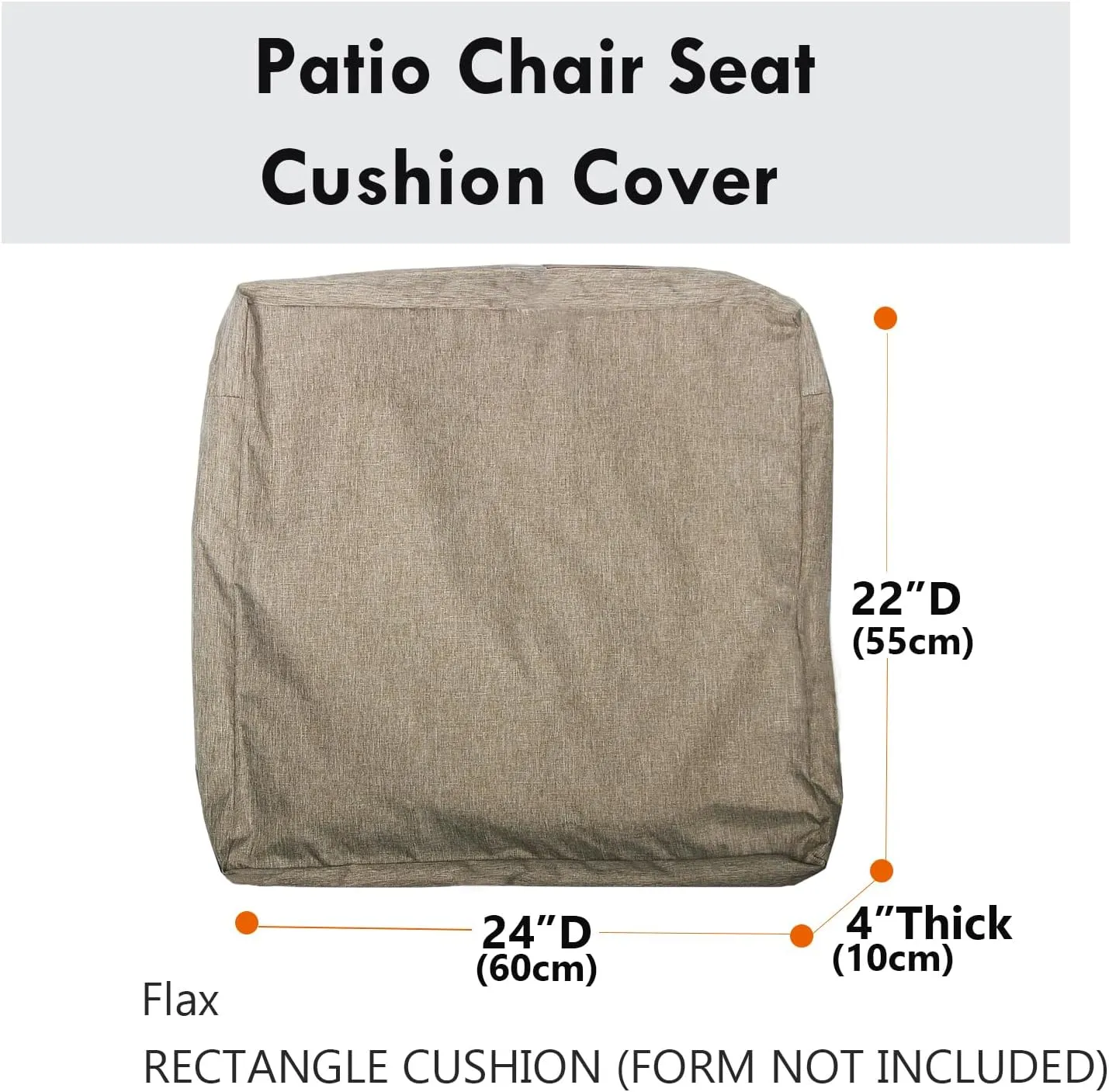 Patio Seat Cushion Covers,Washable Slip Covers Replacement,Waterproof Outdoor Furniture Chair Cushion Pillow Seat Cover for Couch,Garden,Sofa,Flax,24"×22"×4"(4 Covers Only)