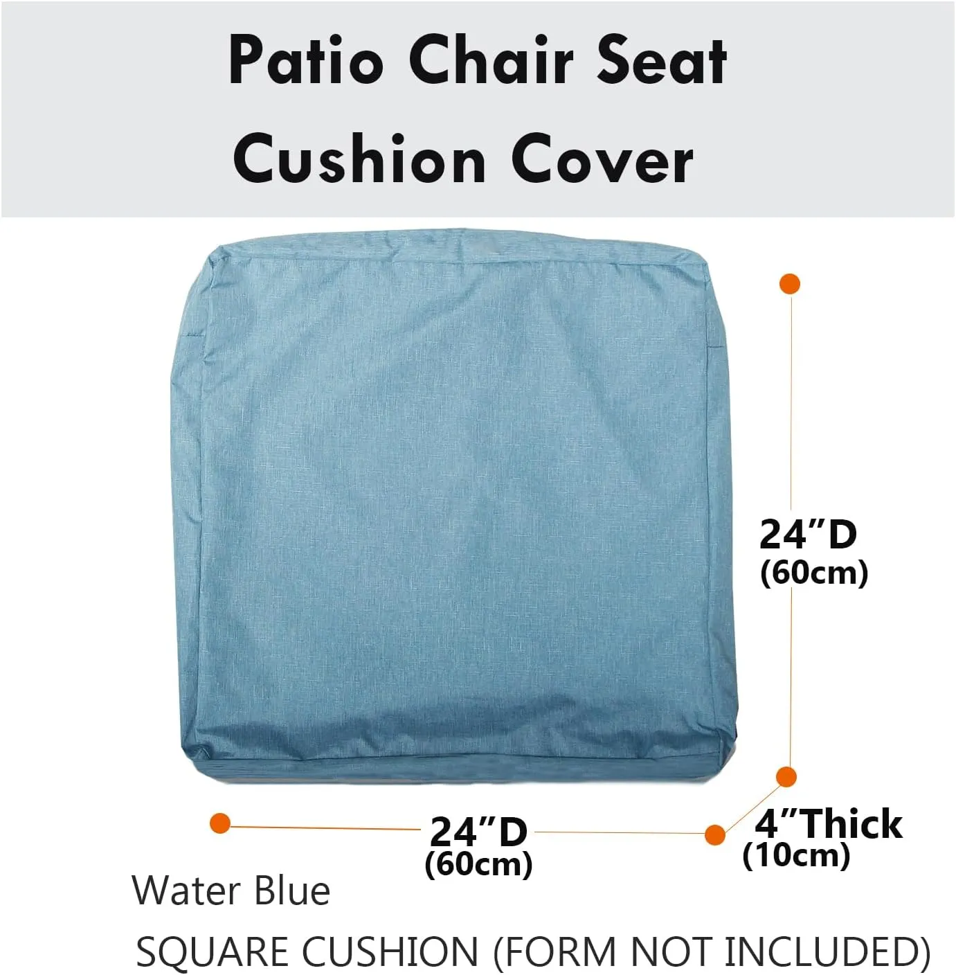 Patio Seat Cushion Covers,Washable Slip Covers Replacement,Waterproof Outdoor Furniture Chair Cushion Pillow Seat Cover for Couch,Garden,Sofa,Water Blue,24"×24"×4"(4 Covers Only)