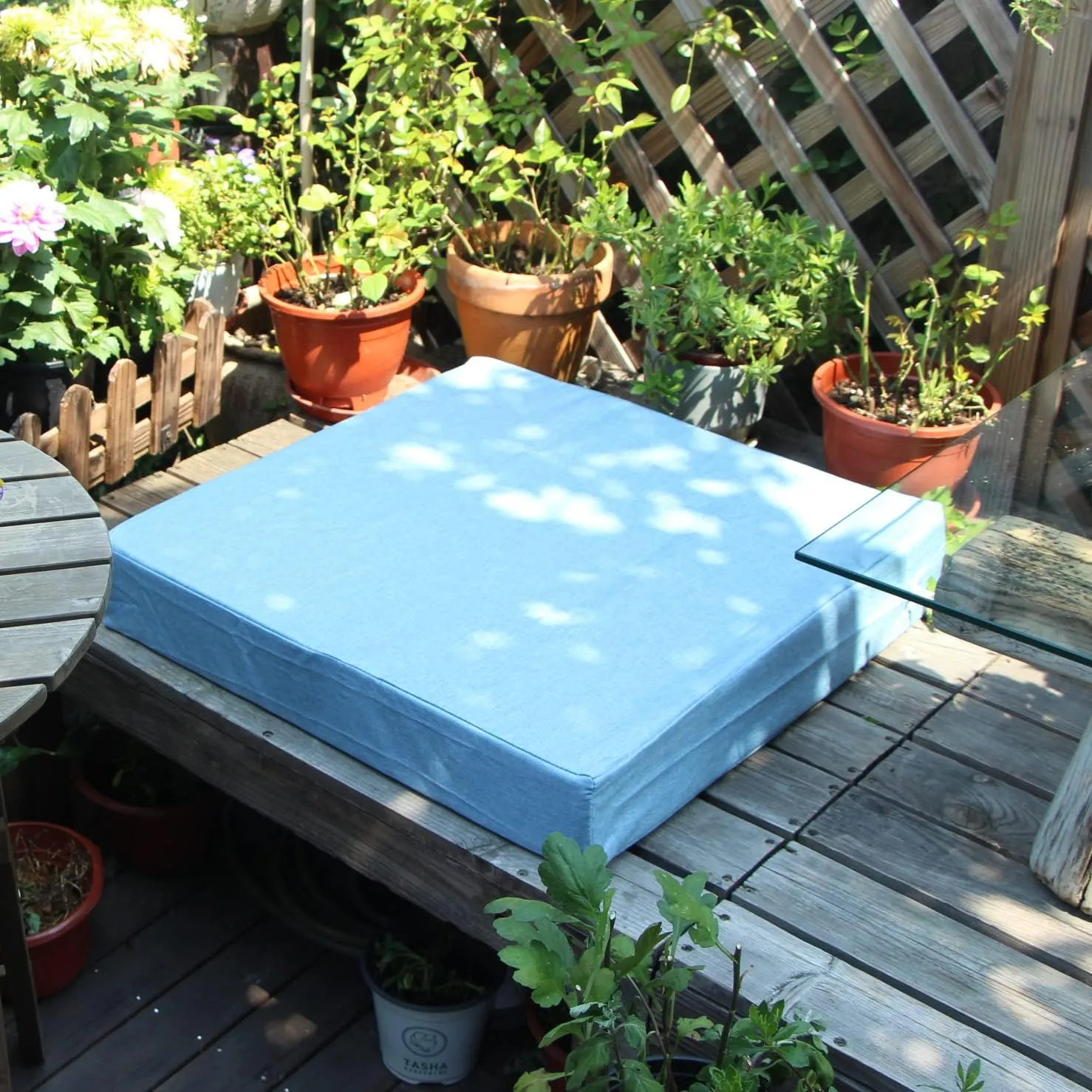 Patio Seat Cushion Covers,Washable Slip Covers Replacement,Waterproof Outdoor Furniture Chair Cushion Pillow Seat Cover for Couch,Garden,Sofa,Water Blue,24"×24"×4"(4 Covers Only)