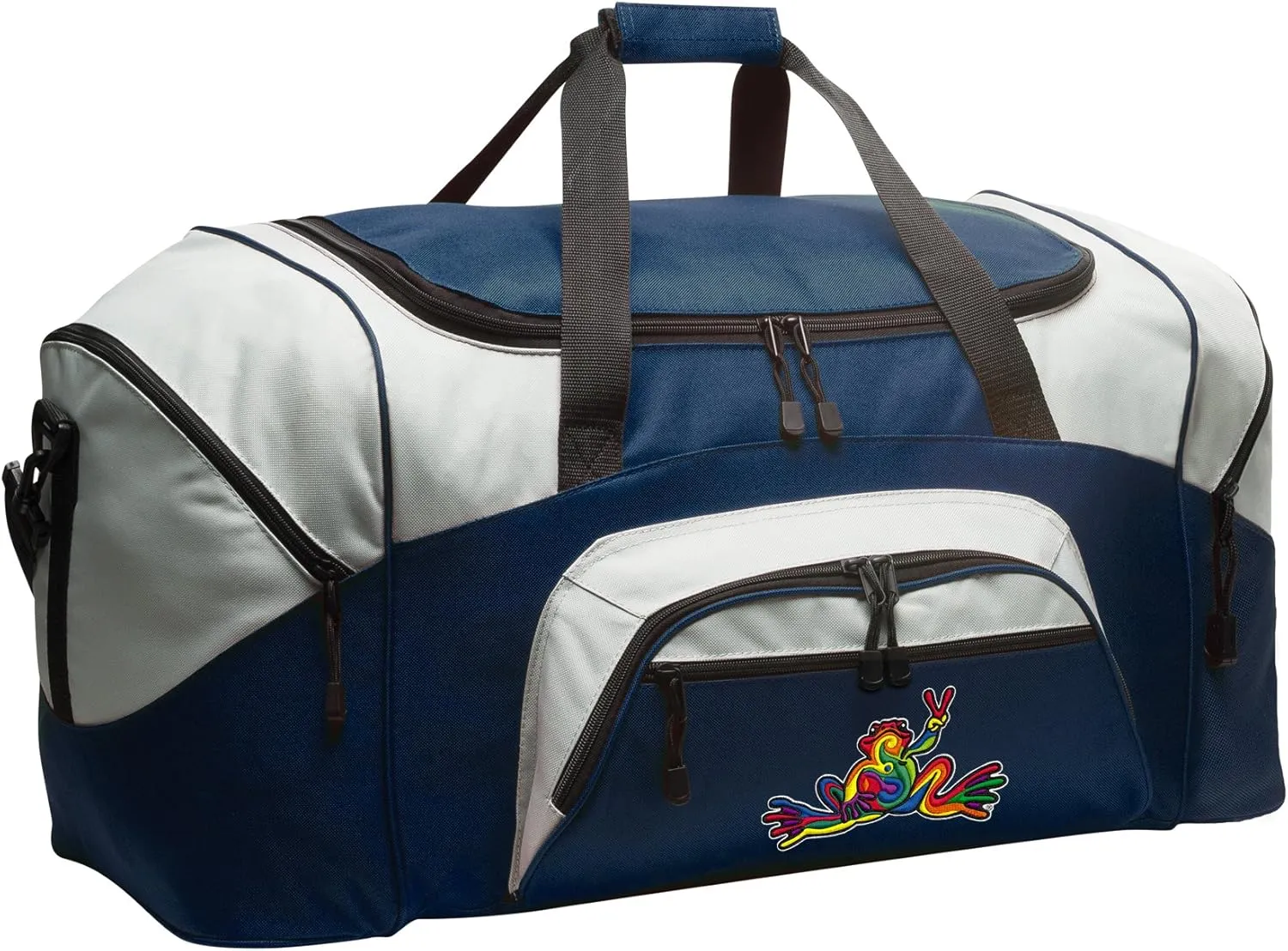 Peace Frogs Duffel Bag LARGE Peace Frog Suitcase or Gym Bag for Men Ladies Him