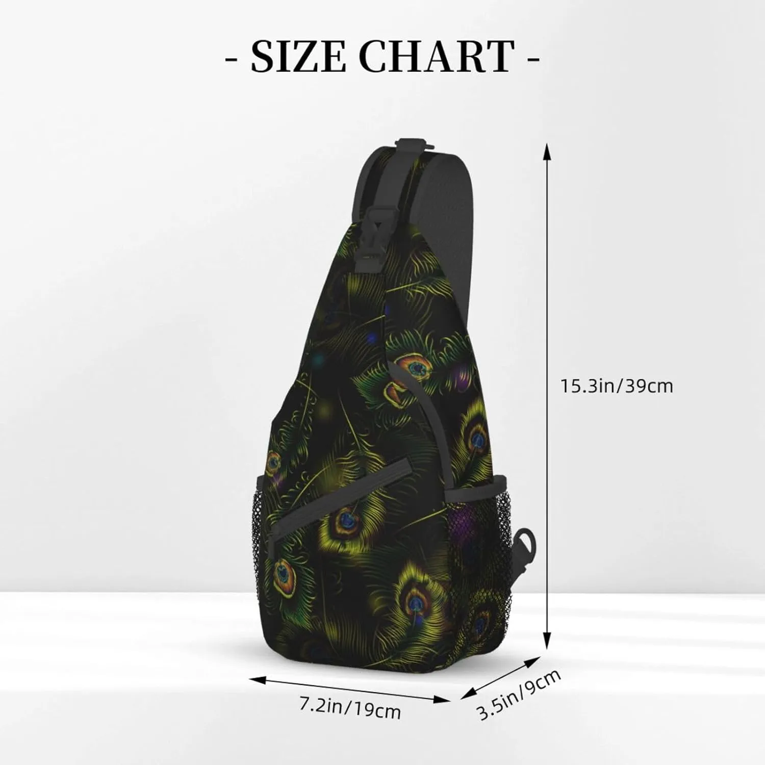 Peacock Shoulder Bag Cute Sling Backpack Daypack Casual Feather Hiking Bag Womens Backpack Bag Animal Bag