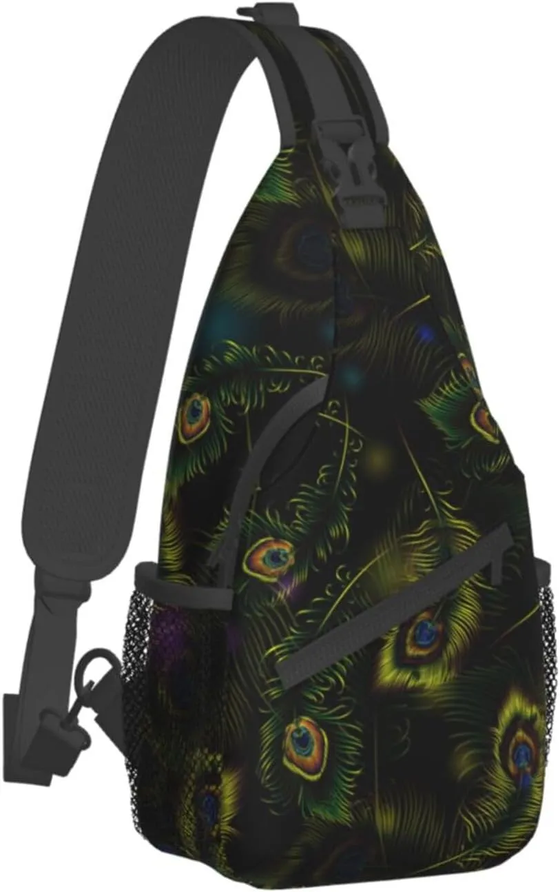 Peacock Shoulder Bag Cute Sling Backpack Daypack Casual Feather Hiking Bag Womens Backpack Bag Animal Bag