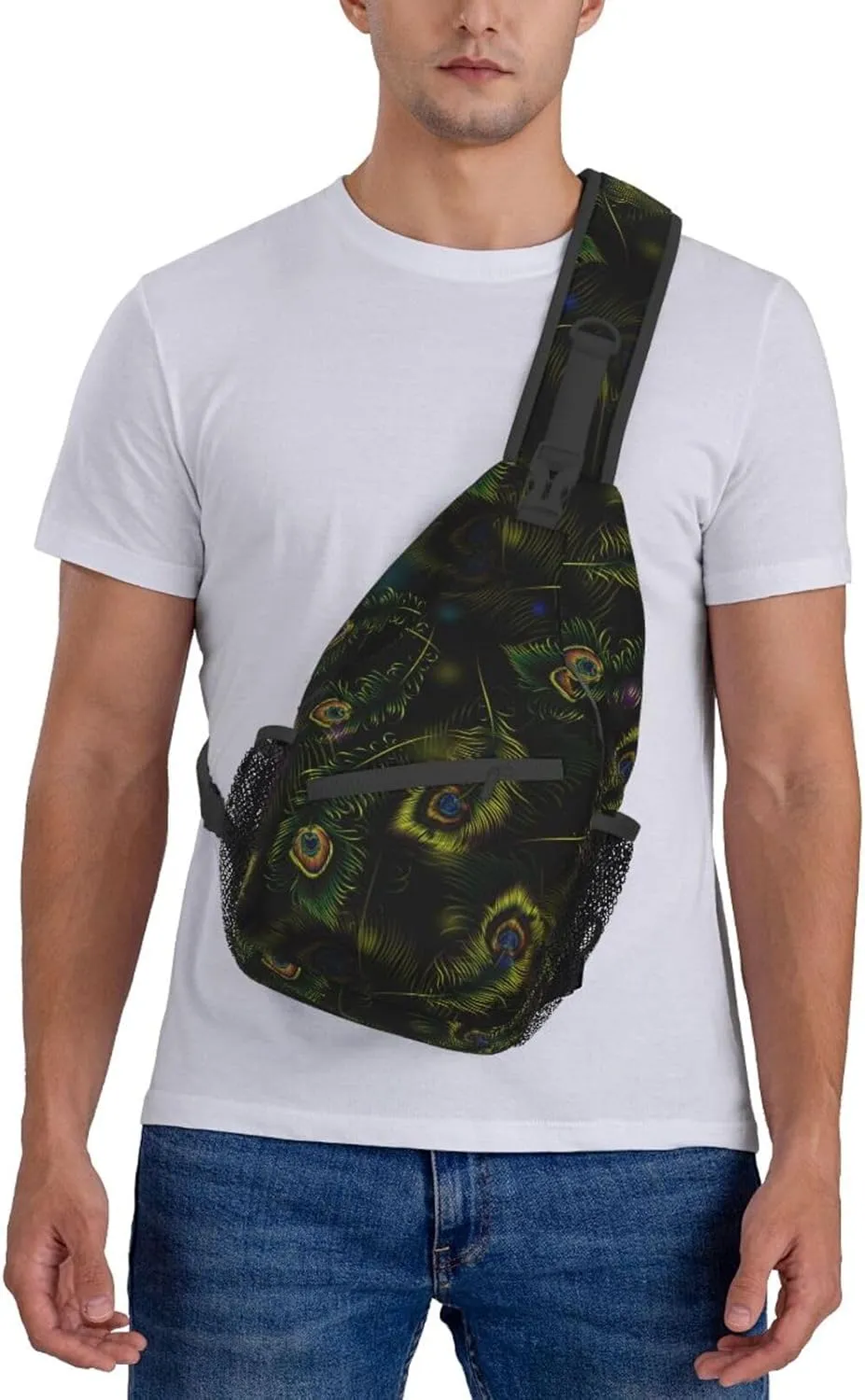Peacock Shoulder Bag Cute Sling Backpack Daypack Casual Feather Hiking Bag Womens Backpack Bag Animal Bag