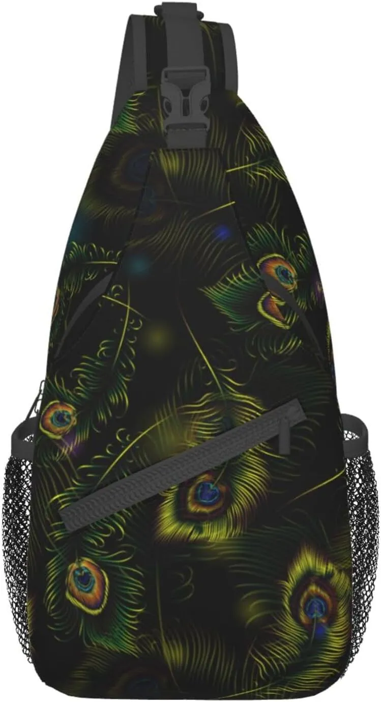 Peacock Shoulder Bag Cute Sling Backpack Daypack Casual Feather Hiking Bag Womens Backpack Bag Animal Bag
