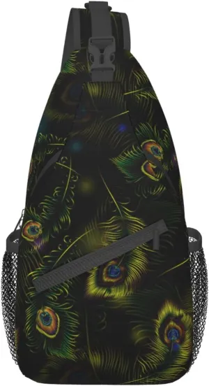 Peacock Shoulder Bag Cute Sling Backpack Daypack Casual Feather Hiking Bag Womens Backpack Bag Animal Bag