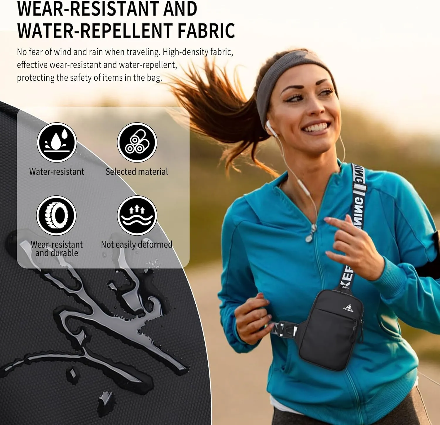 Peicees Mini Crossbody Sling Bag Chest Bag Dual Pocket Water Resistant Fanny Pack Running Phone Holder for Men Women Workout Travel, Purple