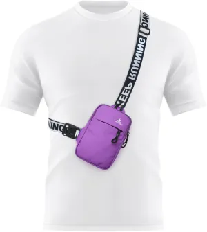 Peicees Mini Crossbody Sling Bag Chest Bag Dual Pocket Water Resistant Fanny Pack Running Phone Holder for Men Women Workout Travel, Purple