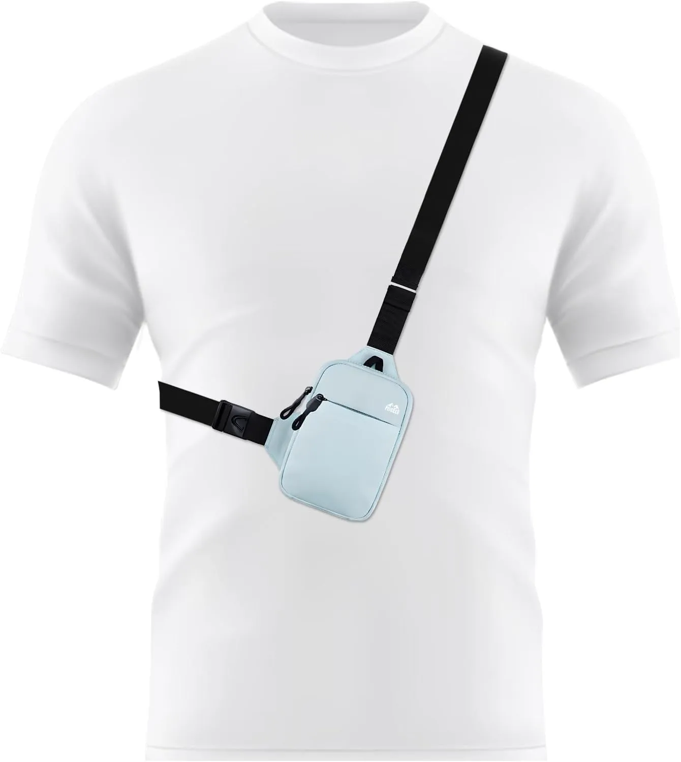 Peicees Mini Crossbody Sling Bag Dual Pocket Water Resistant Running Phone Holder Chest Shoulder Bag for Men Women Travel Gym
